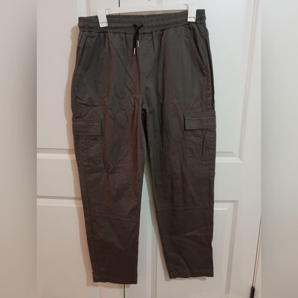 Gray Cargo Pants with Straight Leg Design